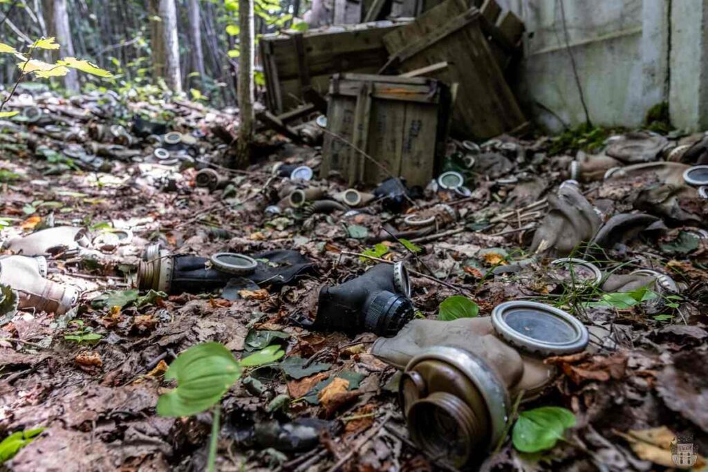 Thousands of gas masks abandoned in the Latvian forest