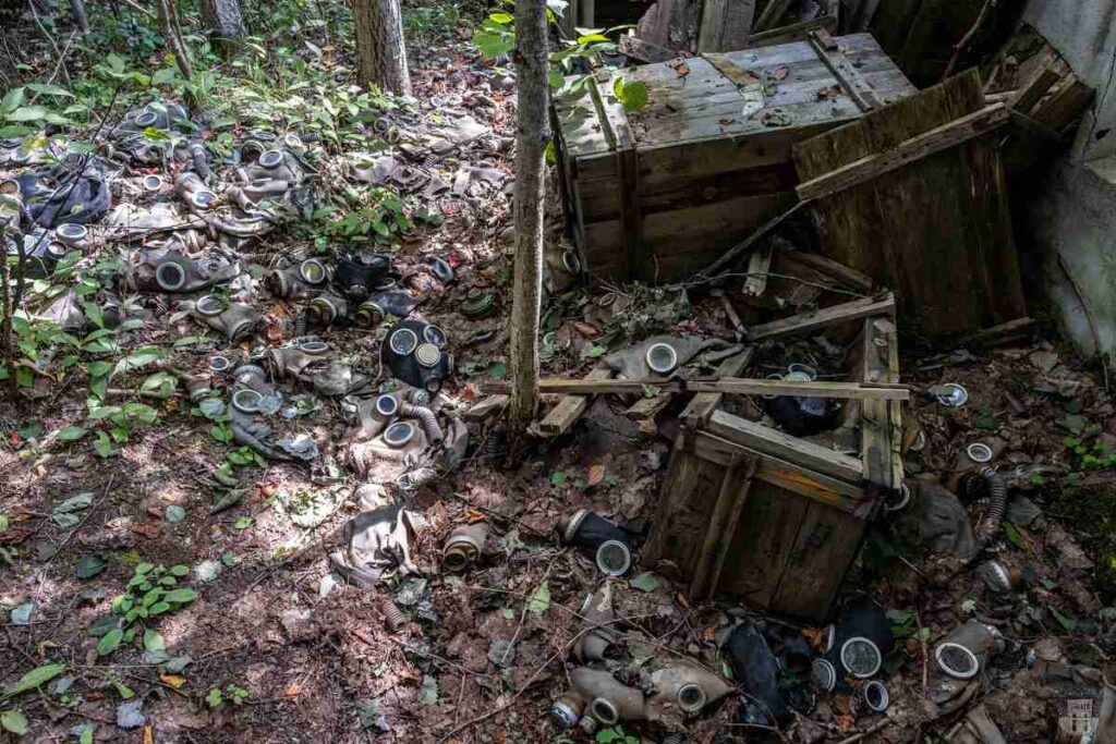 Thousands of gas masks abandoned in the Latvian forest