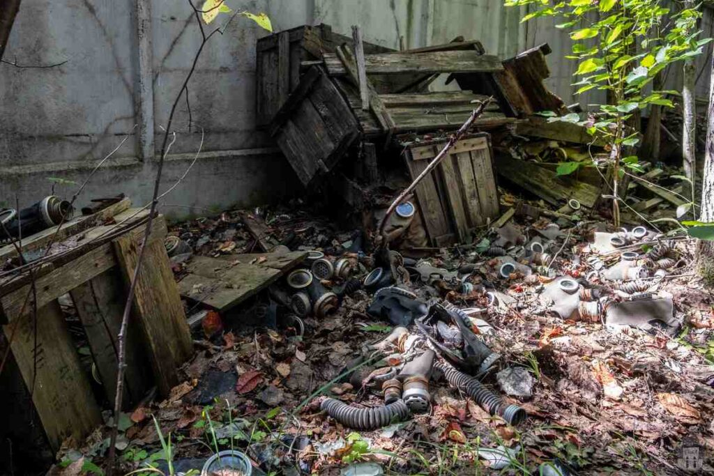 Thousands of gas masks abandoned in the Latvian forest