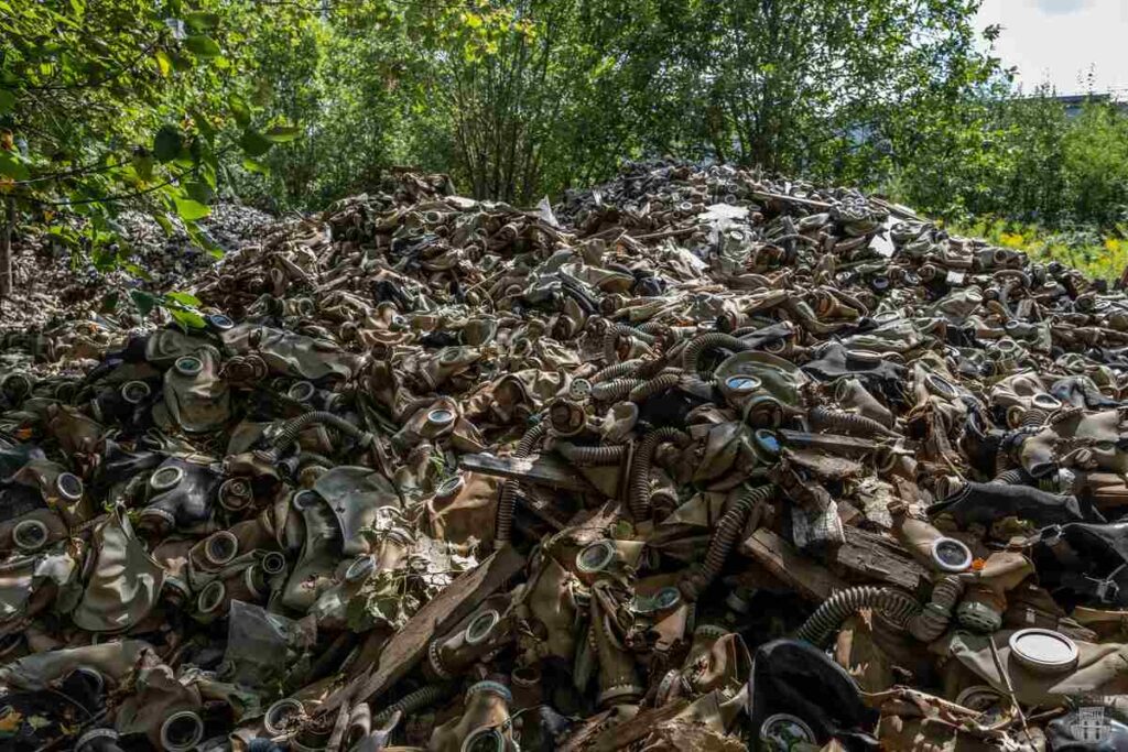 Thousands of gas masks abandoned in the Latvian forest