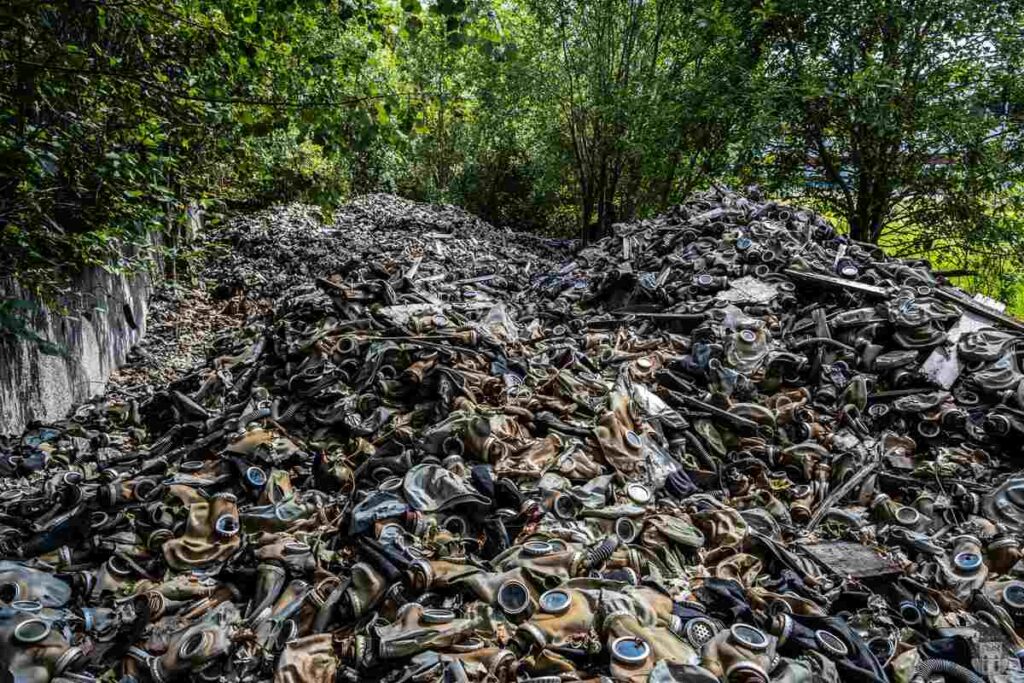 Thousands of gas masks abandoned in the Latvian forest