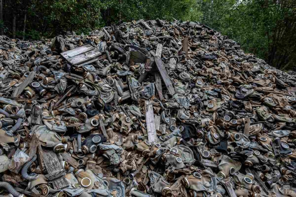 Thousands of gas masks abandoned in the Latvian forest