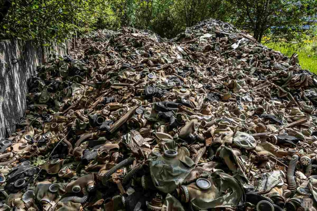 Thousands of gas masks abandoned in the Latvian forest