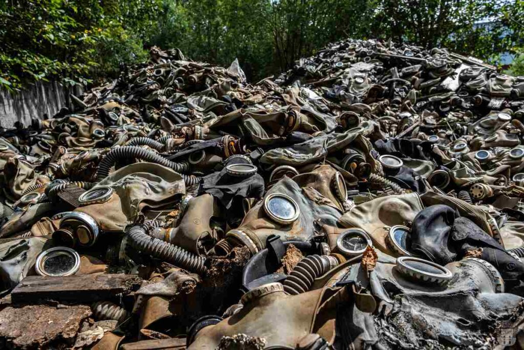 Thousands of gas masks abandoned in the Latvian forest